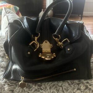 Tracy Reese Black Satchel with Gold Accents